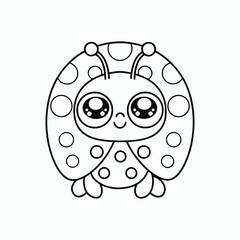 Cute Ladybug Coloring Page Outline Vector Illustration