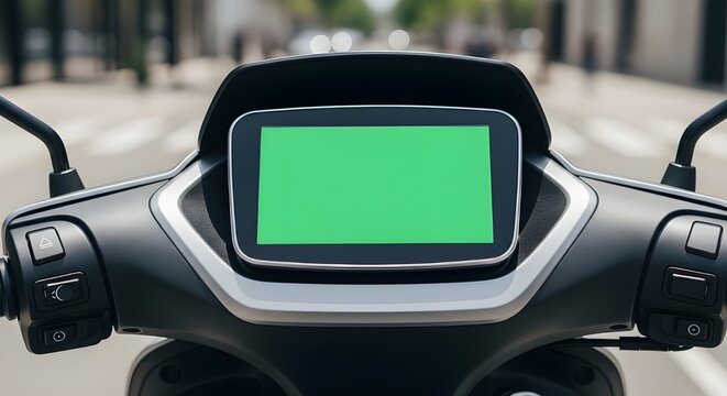 scooter dashboard digital green screen display modern street