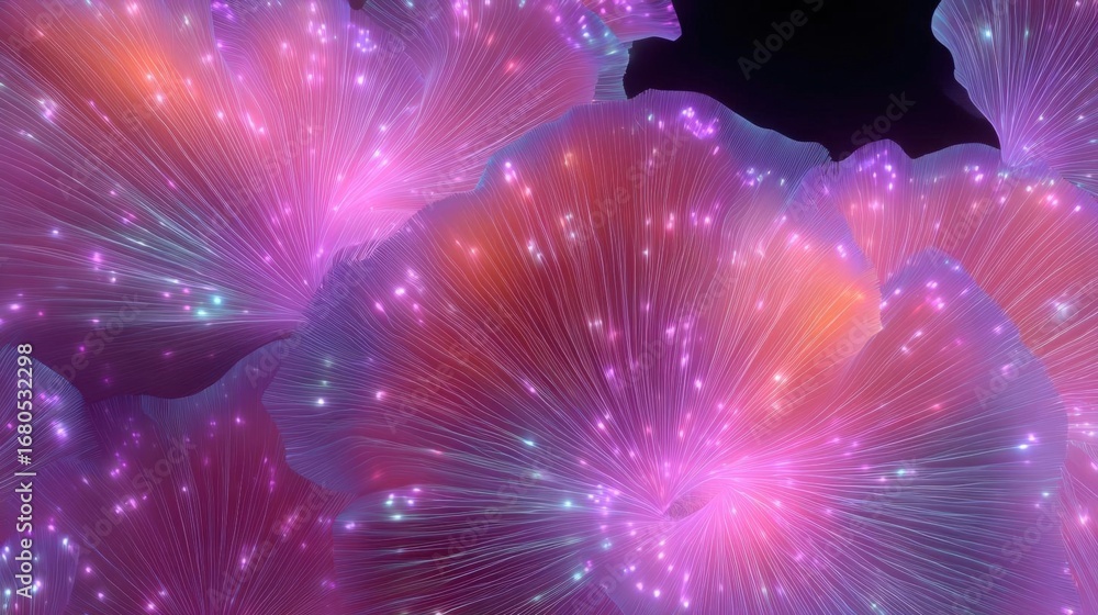 Aufkleber abstract digital art piece that appears to be made up of multiple layers of pink and purple lines th