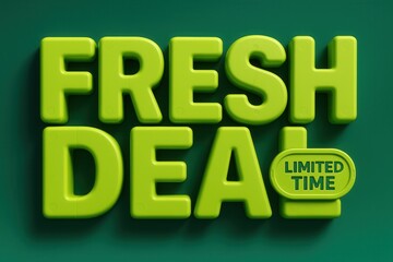 Bold and vibrant FRESH DEAL with LIMITED TIME promo, playful glossy style, enticing retail discount offer.