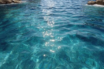 Crystal Clear Turquoise Ocean Water With Sun Glare