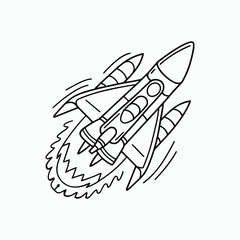 Rocket Ship Coloring Page Outline Vector Illustration