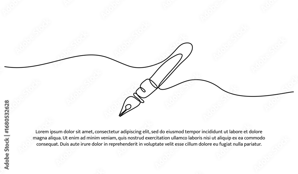 Poster one line of pen. abstract minimal continuous line.