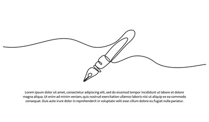 One line of pen. Abstract minimal continuous line.