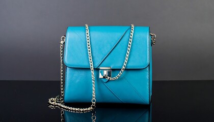 Teal purse on reflective surface