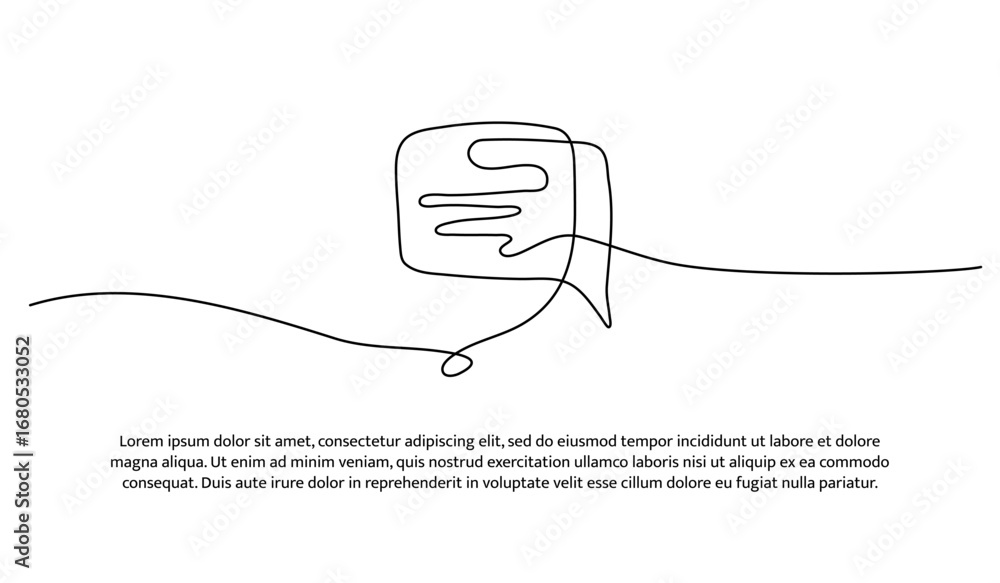 Poster one line of message bubble. abstract minimal continuous line.