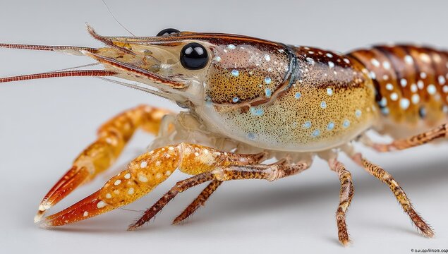 Close-up of a crawfish, showcasing detailed patterns and features