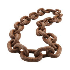 Obraz premium Heavy rusted metal chain with large weathered links on transparent background