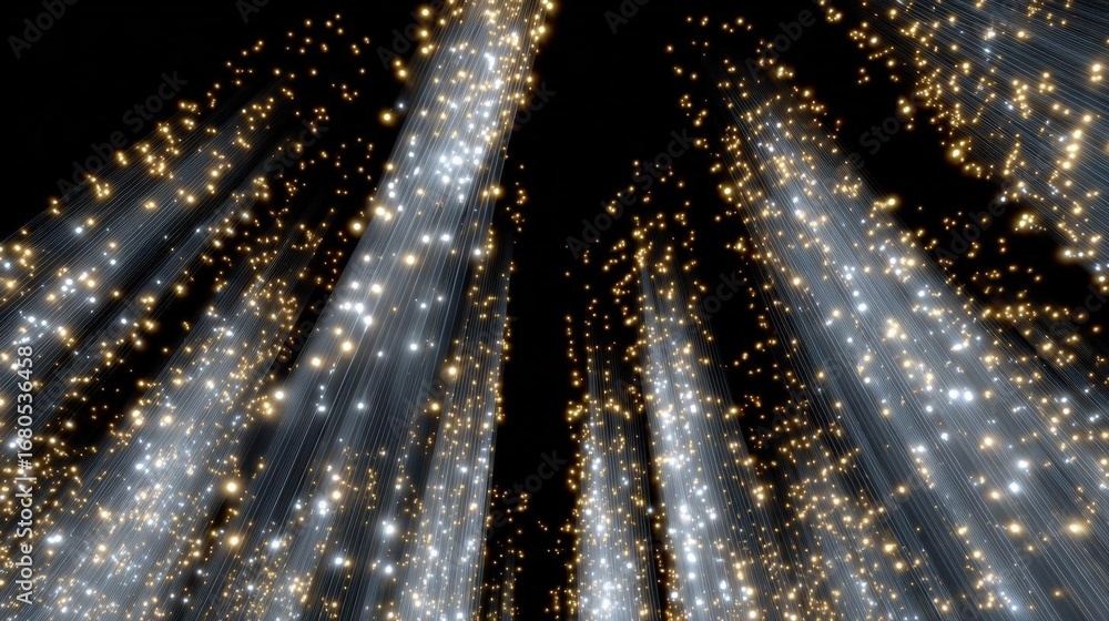 Aufkleber abstract digital art piece that appears to be made up of multiple lines of light rays. the lines are