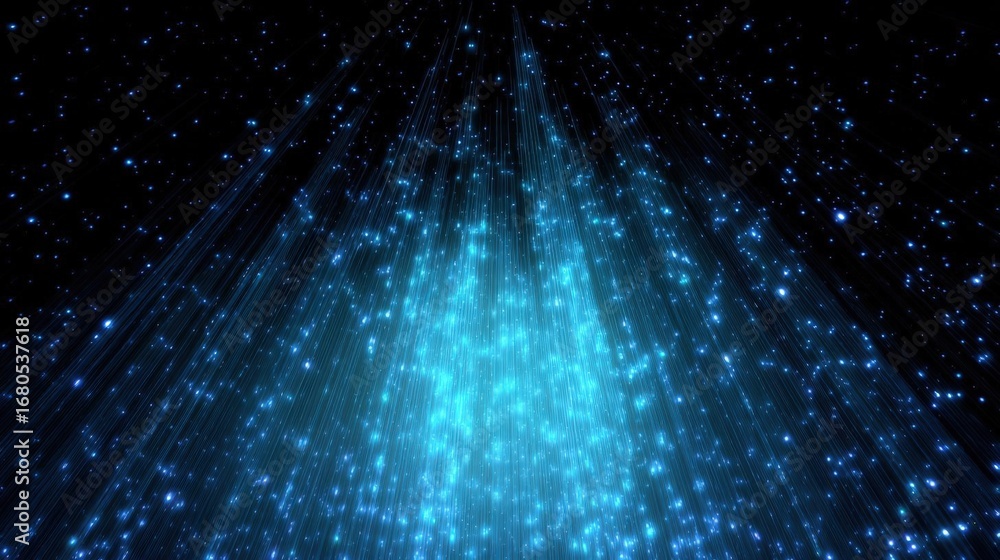 Aufkleber abstract digital art piece with a dark background. the focal point of the image is a bright blue lig