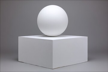 White sphere on a white cube