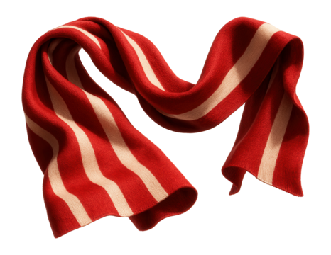 Scarf with a red and white stripe