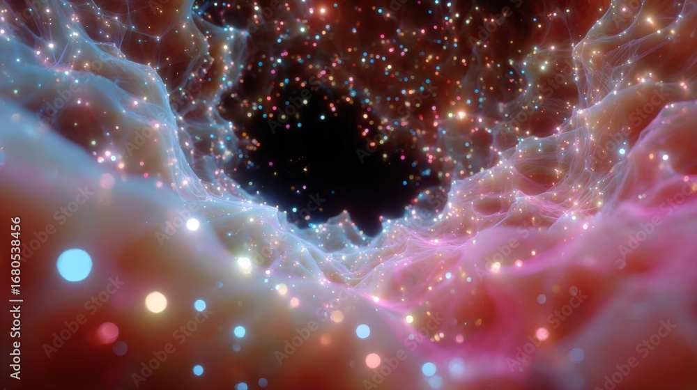 Aufkleber abstract digital art piece that appears to be a close-up of a black hole in the center of a nebula. 