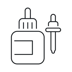 Cosmetic dropper and bottle icon. This vector illustration emphasizes simplicity and elegance, suitable for cosmetics and skin care products.
