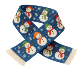 Scarf with a joyful snowman pattern