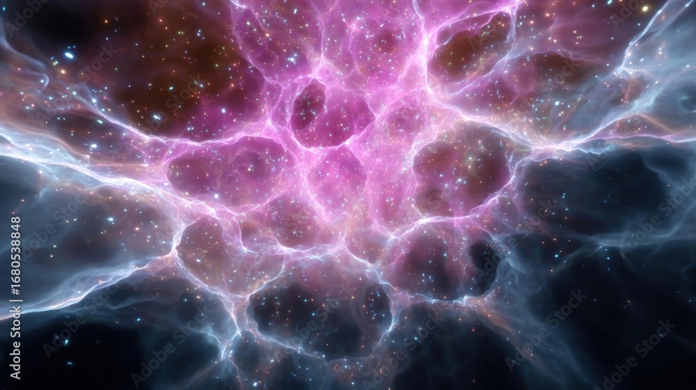 Poster abstract digital art piece that appears to be a representation of a nebula or a starry night sky. th