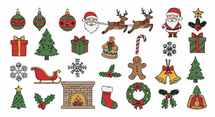 set of christmas icons