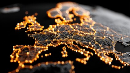 Illuminated network map of Europe