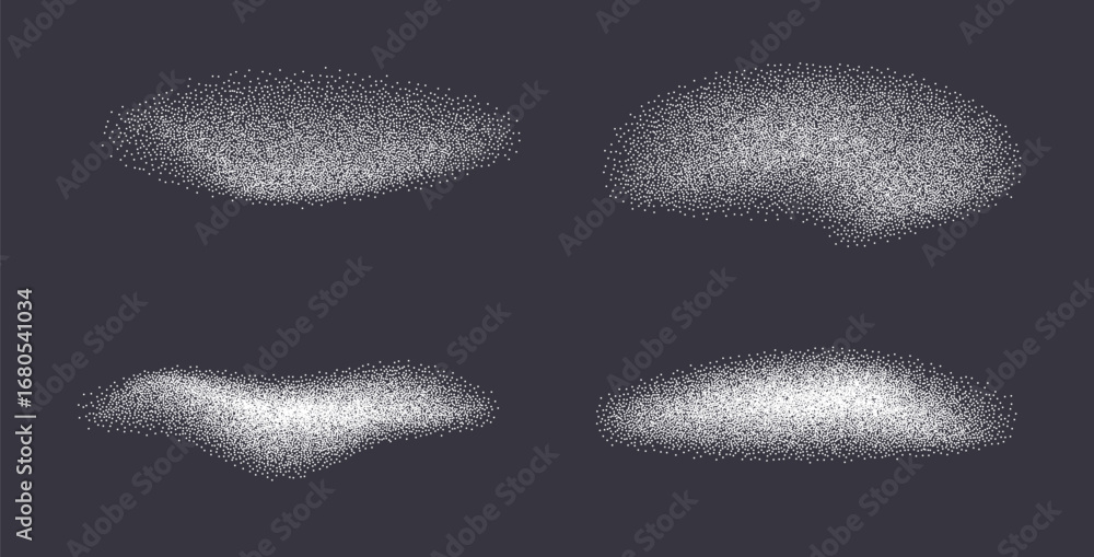 Poster sugar or salt powder gradient wavy dynamic shapes set.white flour textured splashes elements. cosmet