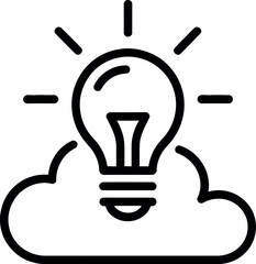 Bright idea emerges from a cloud symbolizing innovation and inspiration for a new concept silhouette