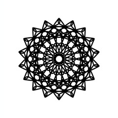 Intricate Black Mandala Pattern Design on White Background