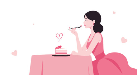 Woman Savoring Dessert: A Sweet Moment of Indulgence and Delight with Cake