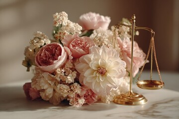 Bouquet of pinks and creams with scales