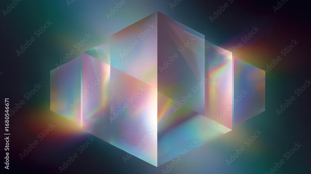 Aufkleber abstract digital art piece that appears to be a 3d rendering of a cube. the cube is made up of multi