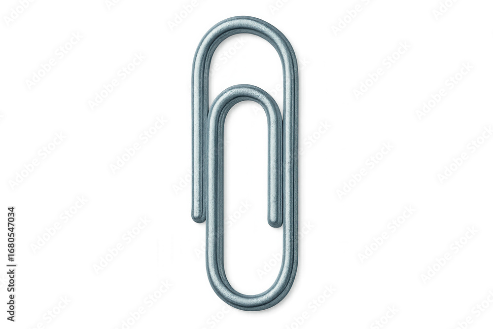 Poster single metallic paperclip isolated on a transparent background, perfect for adding a touch of office