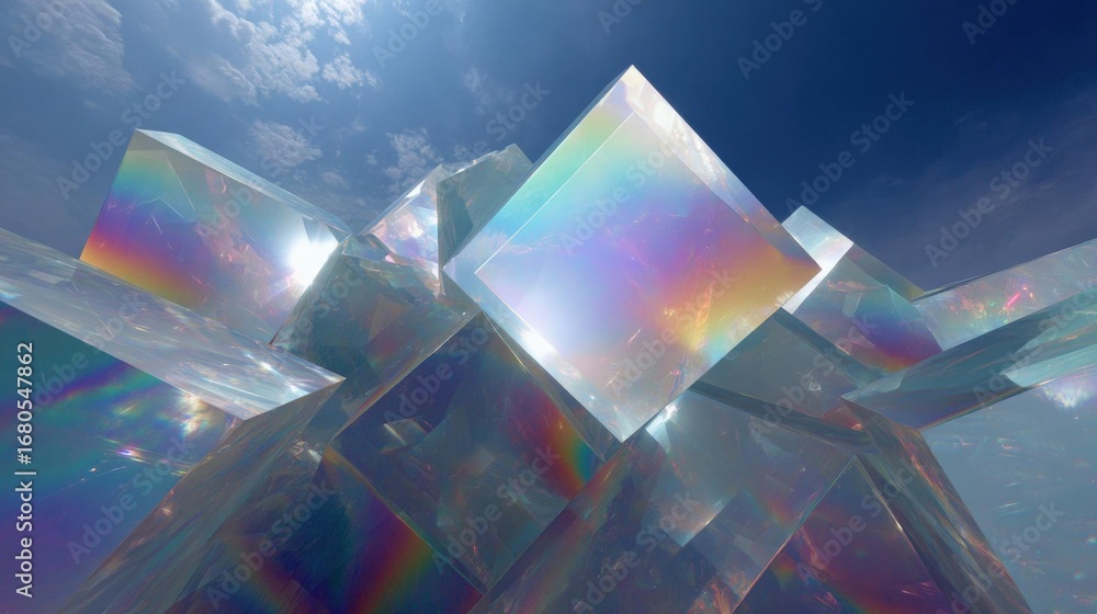 Aufkleber abstract digital art piece that appears to be made up of multiple cubes or cubes of different sizes 