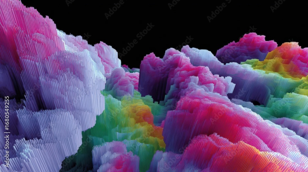 Aufkleber abstract digital art piece that appears to be made up of multiple layers of different colors and sha