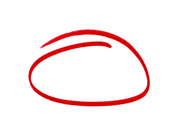 Round doodle drawn with red marker on transparent background