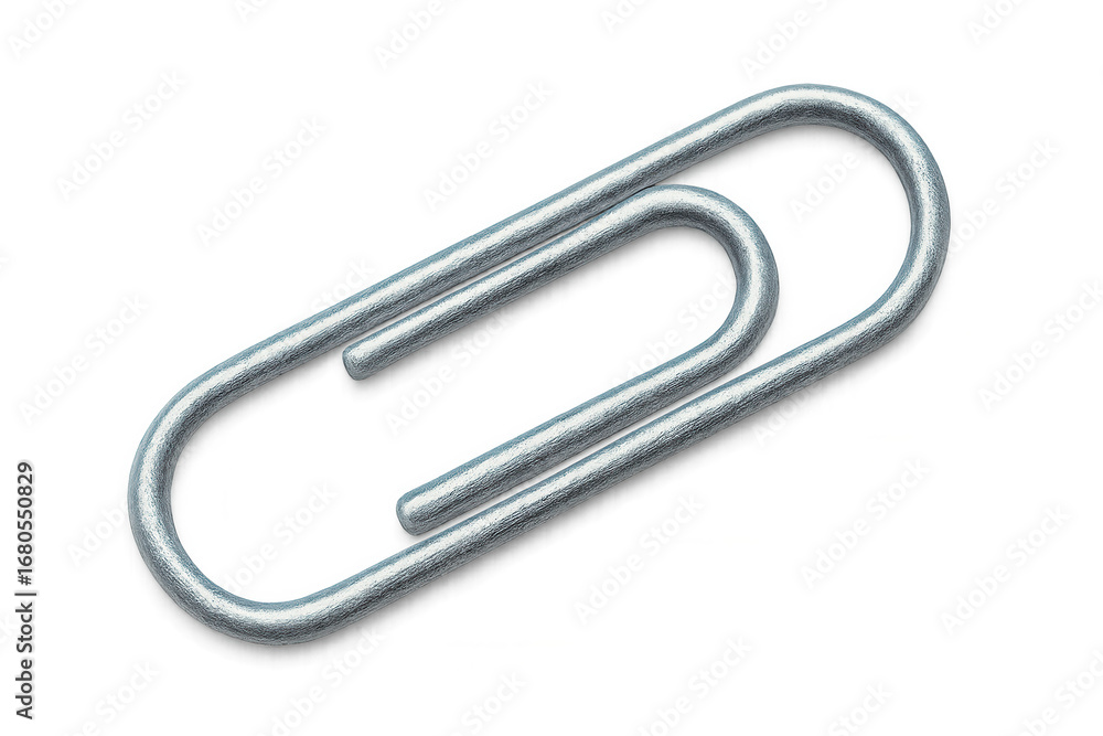 Poster metallic paperclip positioned against clear surface, offering clean minimalist design element for pr