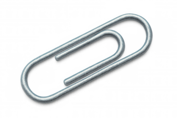 Metallic paperclip positioned against clear surface, offering clean minimalist design element for professional visual compositions