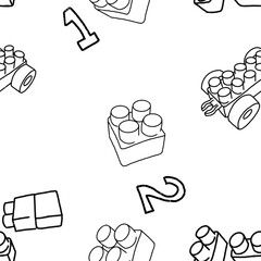 seamless pattern about toys, lego, number for toddler and kids © Anik