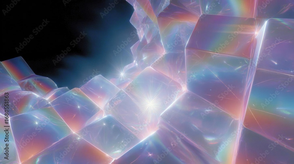Aufkleber abstract digital art piece that appears to be made up of multiple cubes of different sizes and shape