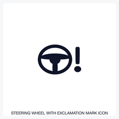 Steering Wheel with Exclamation Mark Icon