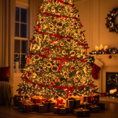 christmas tree in the living room