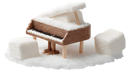 piano with snow