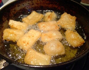 Crispy fried food in a pan