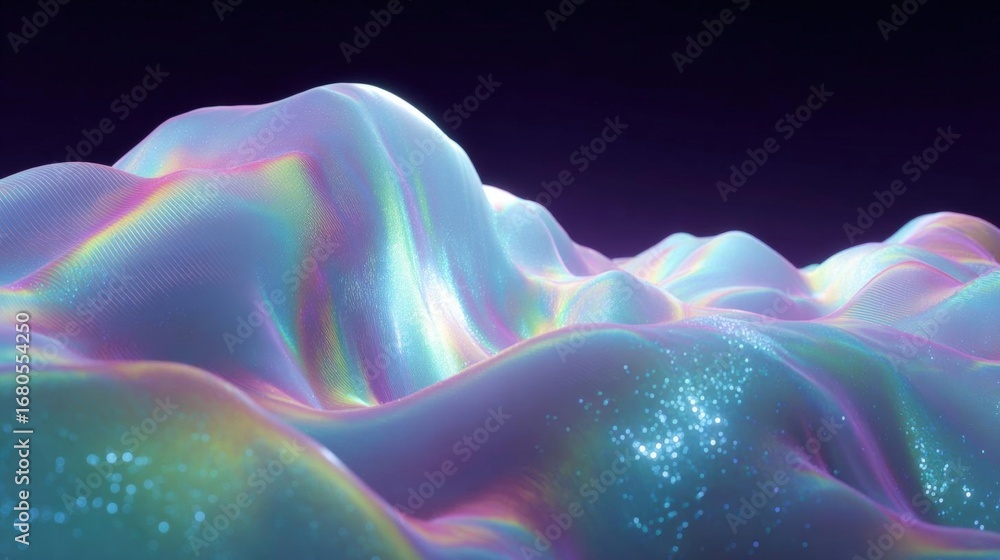 Poster abstract digital art piece that appears to be a 3d rendering of a wave-like structure.