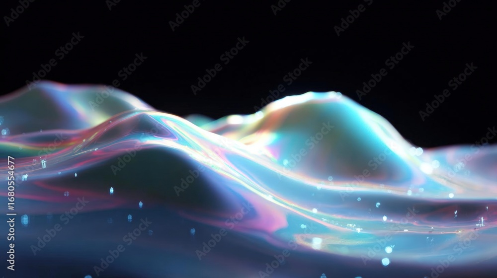 Aufkleber abstract digital art piece that appears to be a wave-like pattern. the wave is made up of different 