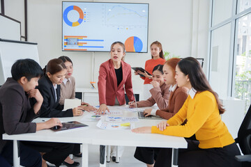 Group of business people are having a meeting.	
