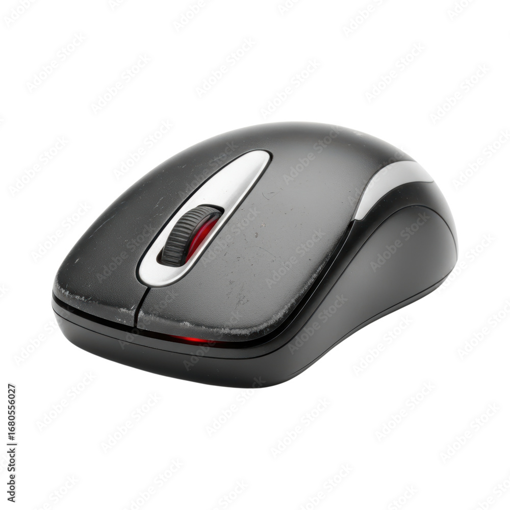 Aufkleber black wireless computer mouse with scroll wheel and red optical sensor