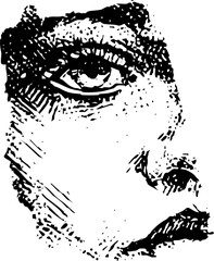 Grunge ink paint illustration design splash splatter silhouette dirty stain texture blot spot drip drop liquid decoration face of a girl woman or man