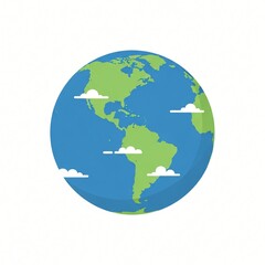 Simple Cartoon Illustration of Earth Globe with Clouds Global Icon Planet Earth Graphic