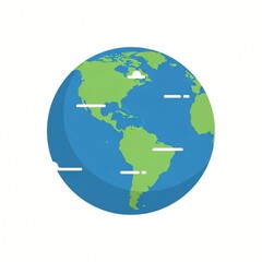 Naklejka premium Simple Flat Design Earth Globe Illustration Global Icon World Map Planet Earth Environmental Concept
