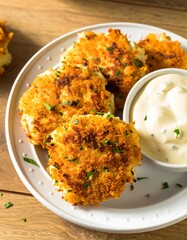 Crispy fried patties with creamy sauce