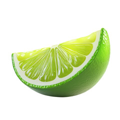 Refreshing slice of lime with vibrant green peel and juicy pulp perfect for summer drinks and healthy recipes on transparent background