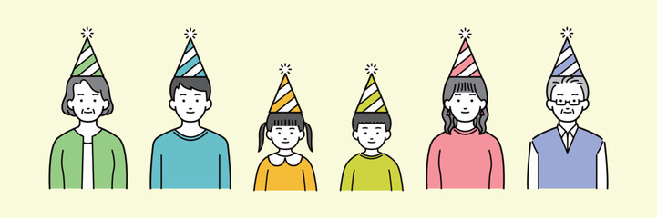 ホームパーティの家族イラスト